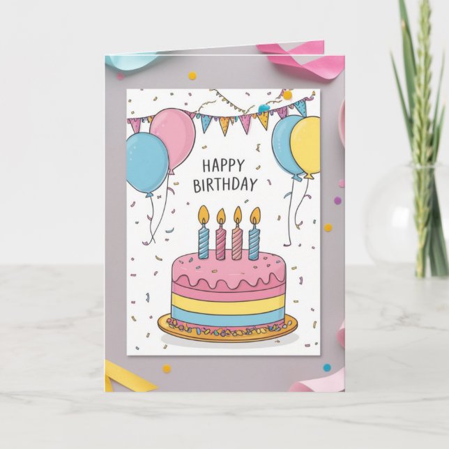 Tarjeta de felicitación de cumpleaños con pasteles (Anverso)