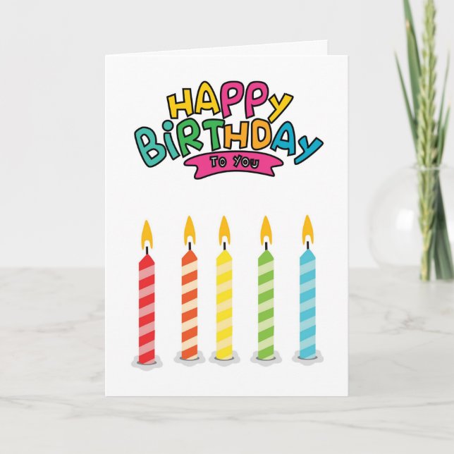 Tarjeta de felicitación de cumpleaños con velas co (Anverso)