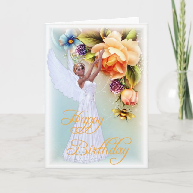Tarjeta de felicitación de cumpleaños de Angel & R (Anverso)