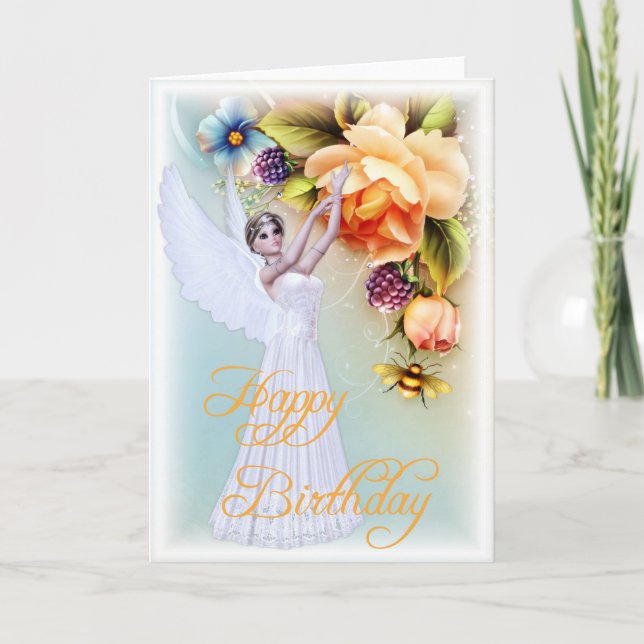 Tarjeta de felicitación de cumpleaños de Angel & R (Anverso)