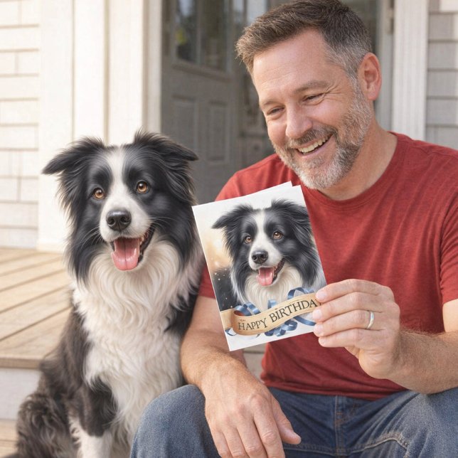 Tarjeta de felicitación de cumpleaños de Border Co (A happy pup and heartfelt wishes perfect birthday card for every Border Collie dog lovers)