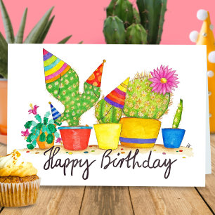 Tarjeta de felicitación de cumpleaños de Cactus po