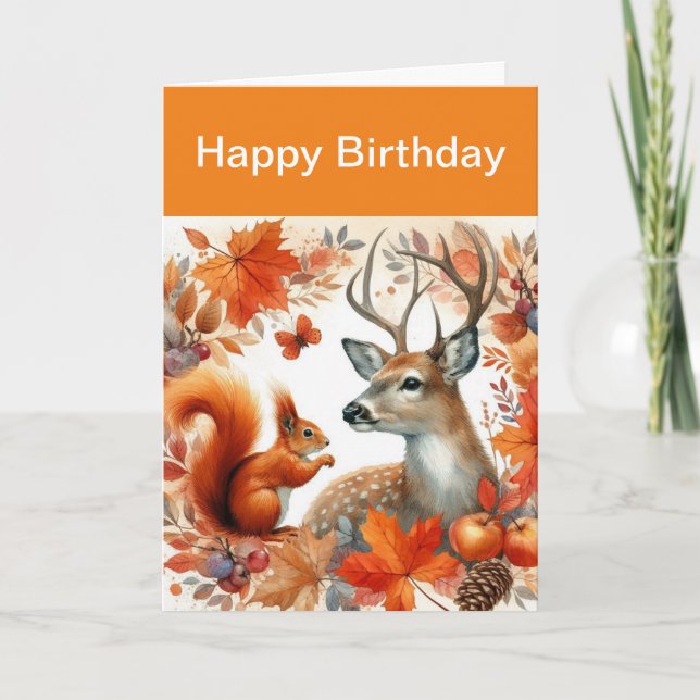 Tarjeta de felicitación de cumpleaños de ciervos y (Anverso)