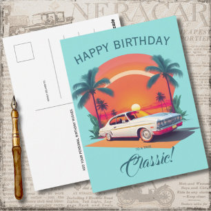 Tarjeta de felicitación de cumpleaños de coche vin