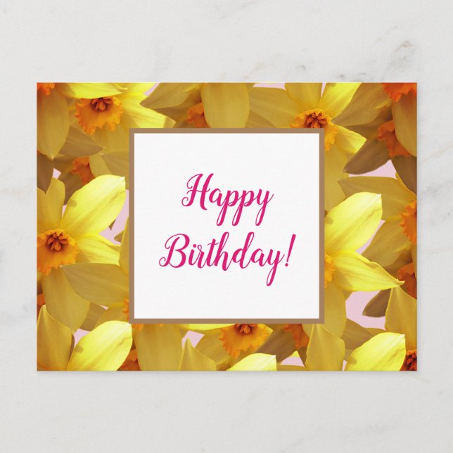 Tarjeta de felicitación de cumpleaños de Daffodils (Anverso)