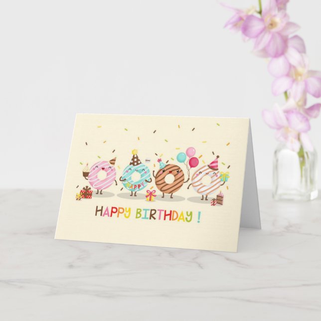 Tarjeta de felicitación de cumpleaños de Donut Hap (Orquídea)