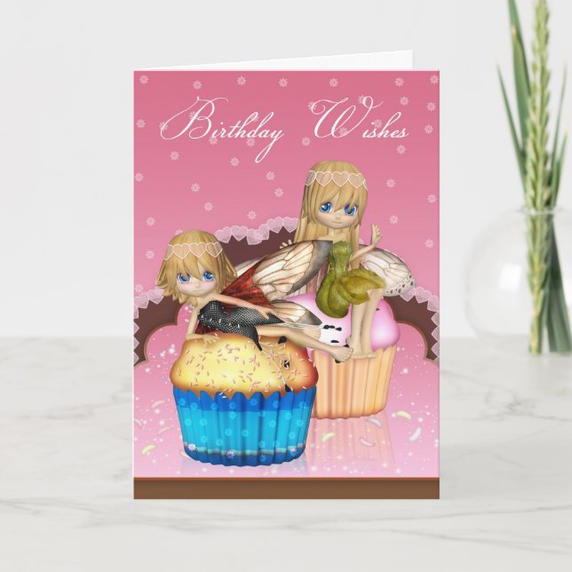 Tarjeta de felicitación de cumpleaños de Fairy Cak (Anverso)
