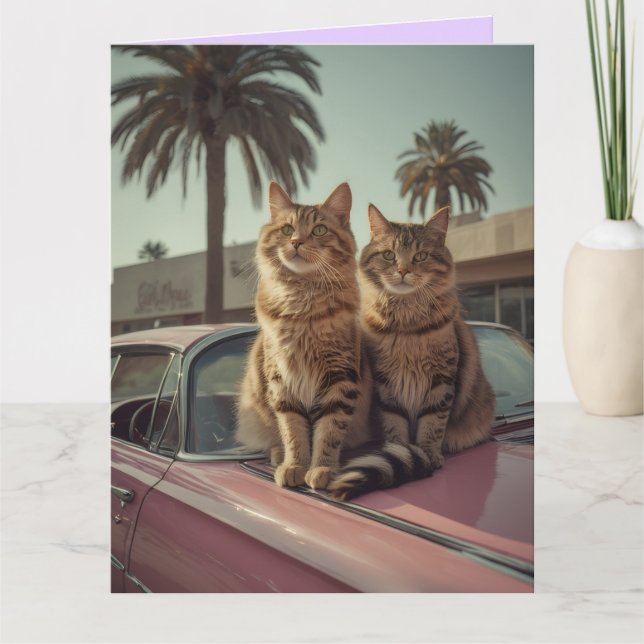 Tarjeta de felicitación de cumpleaños de gato atig (Anverso)