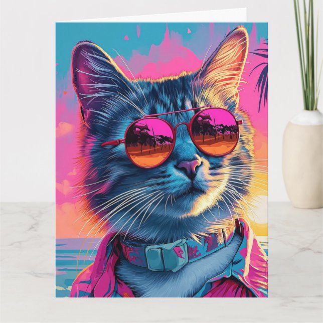 TARJETA DE FELICITACIÓN DE CUMPLEAÑOS DE GATO DE P (Anverso)