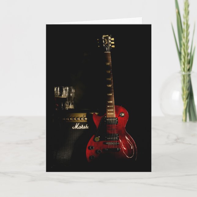 Tarjeta de felicitación de cumpleaños de guitarra  (Anverso)