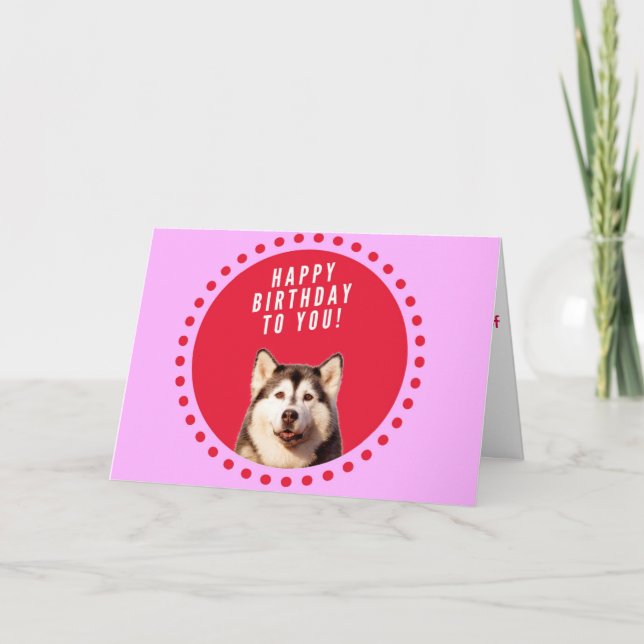 Tarjeta de felicitación de cumpleaños de Husky Dog (Anverso)