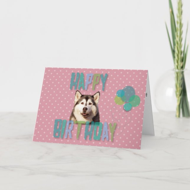 Tarjeta de felicitación de cumpleaños de Husky Dog (Anverso)