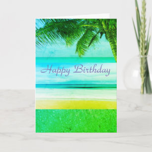 Tarjeta de felicitación de cumpleaños de isla trop