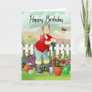 tarjeta de felicitación de cumpleaños de jardinero