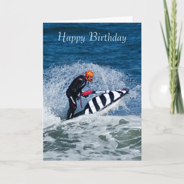 tarjeta de felicitación de cumpleaños de jet ski w (Anverso)