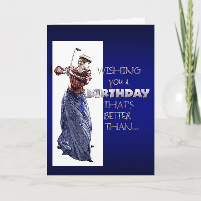 tarjeta de felicitación de cumpleaños de lady golf (Anverso)