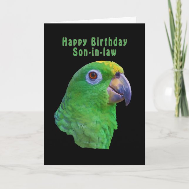 Tarjeta de felicitación de cumpleaños de loro verd (Anverso)