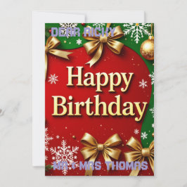 Tarjeta de felicitación de cumpleaños de Navidad ú