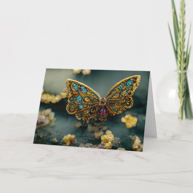Tarjeta de felicitación de cumpleaños de oro y mar (Anverso)