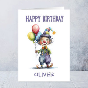 Tarjeta de felicitación de cumpleaños de payaso co