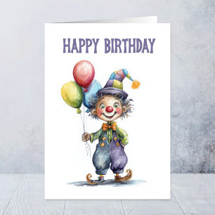 Tarjeta de felicitación de cumpleaños de payaso co