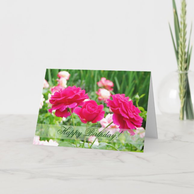 Tarjeta de felicitación de cumpleaños de Red Roses (Anverso)