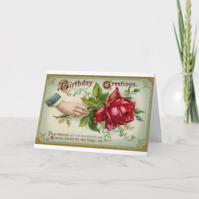 Tarjeta de felicitación de cumpleaños de Rosa vict (Anverso)