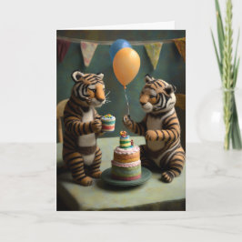 Tarjeta de felicitación de cumpleaños de tigres co