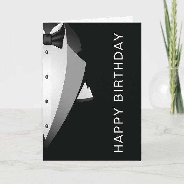 tarjeta de felicitación de cumpleaños de tuxedo (Anverso)
