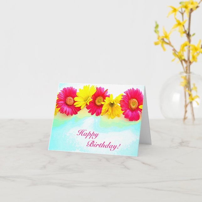 Tarjeta de felicitación de cumpleaños de Watercolo (flor amarilla)