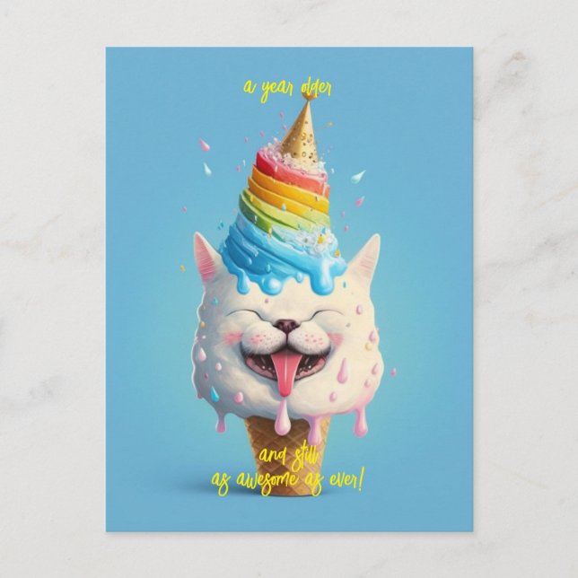 Tarjeta de felicitación de cumpleaños del gato hel (Anverso)
