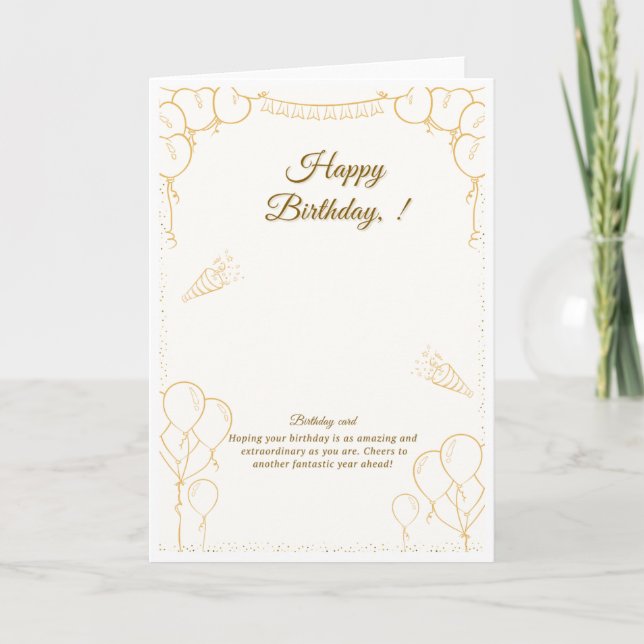 Tarjeta de felicitación de cumpleaños elegante con (Anverso)