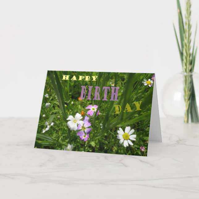 Tarjeta de felicitación de cumpleaños feliz con fl (Anverso)