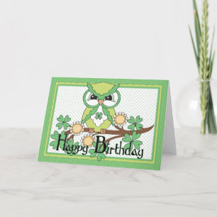 Tarjeta de felicitación de cumpleaños feliz de búh