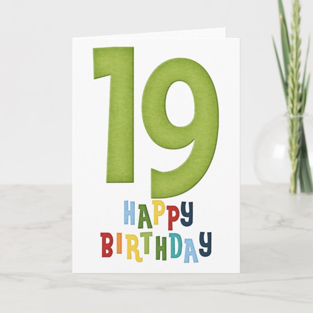 Tarjeta de felicitación de cumpleaños feliz por 19 (Anverso)