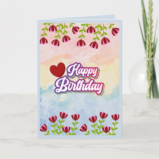 Tarjeta de felicitación de cumpleaños floral (Anverso)