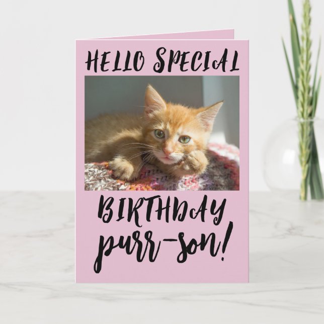 TARJETA DE FELICITACIÓN DE CUMPLEAÑOS GATO NARANJA (Anverso)