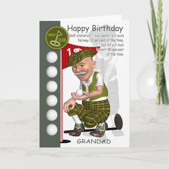 Tarjeta de felicitación de cumpleaños Grandad Golf (Anverso)