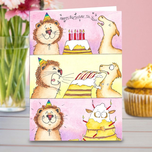 Tarjeta de felicitación de cumpleaños Llama VS Leó (Subido por el creador)