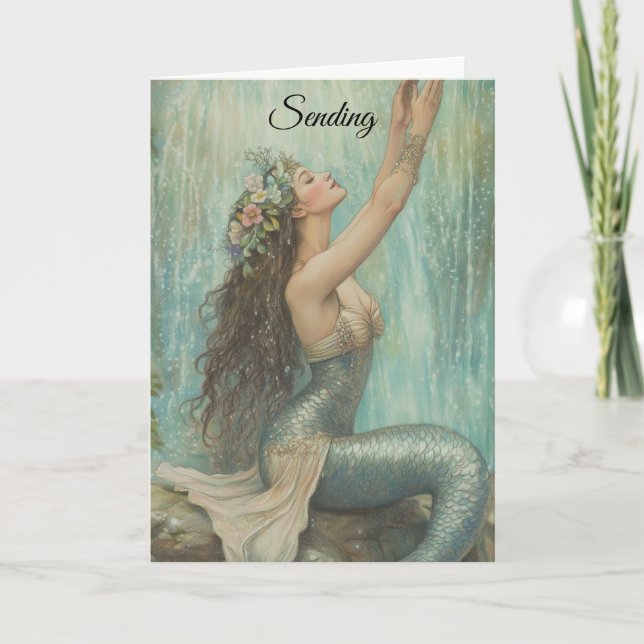 Tarjeta de felicitación de cumpleaños Mermaid Hugs (Anverso)