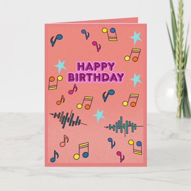 Tarjeta de felicitación de cumpleaños musical colo (Anverso)