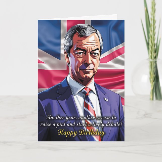 Tarjeta de felicitación de cumpleaños Nigel Farage (Anverso)