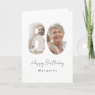 Tarjeta de felicitación de cumpleaños número 80 pe