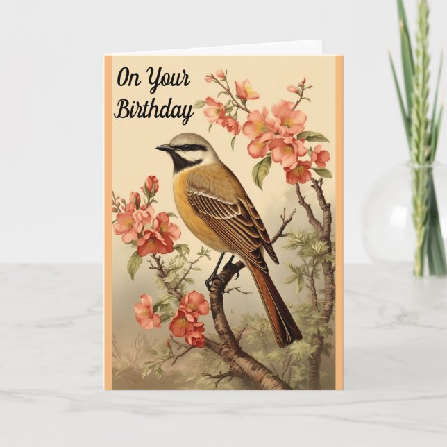 Tarjeta de felicitación de cumpleaños para aves y  (Anverso)