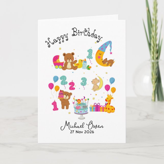 Tarjeta de felicitación de cumpleaños para bebé ni (Anverso)