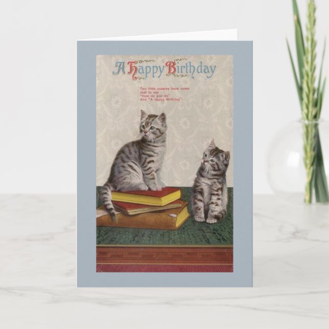 Tarjeta de felicitación de cumpleaños para gatos d (Anverso)