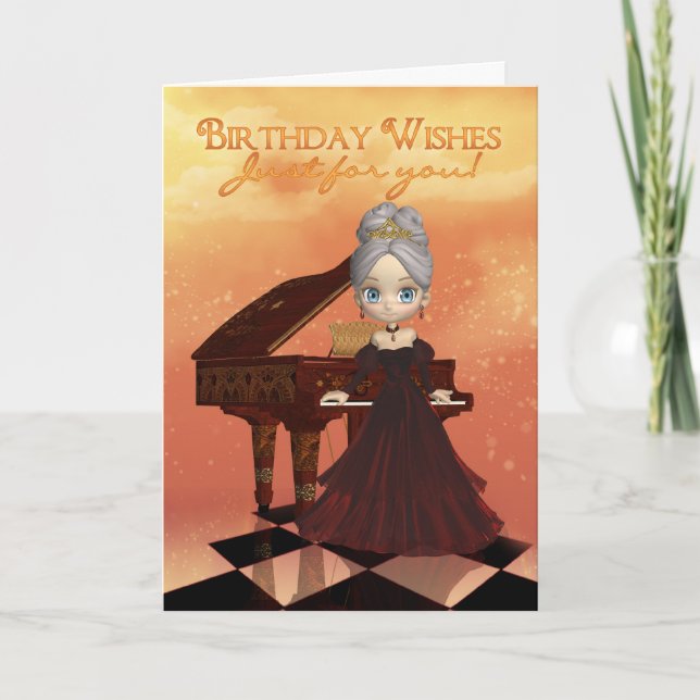 Tarjeta de felicitación de cumpleaños para piano (Anverso)