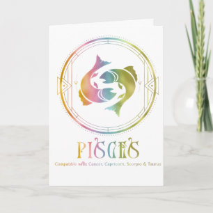 Tarjeta de felicitación de cumpleaños Pisces Compa