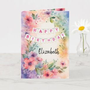Tarjeta de felicitación de cumpleaños plegada con 