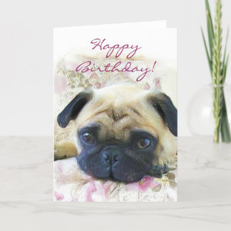 Tarjeta de felicitación de cumpleaños Pug